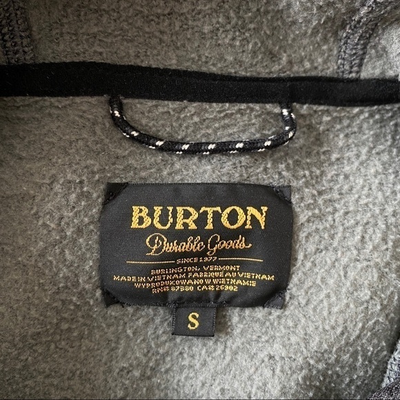 BURTON Durable Goods Gray Pullover Hoodie Sweatshirt Logo Thumb Holes Men's S - Picture 5 of 8